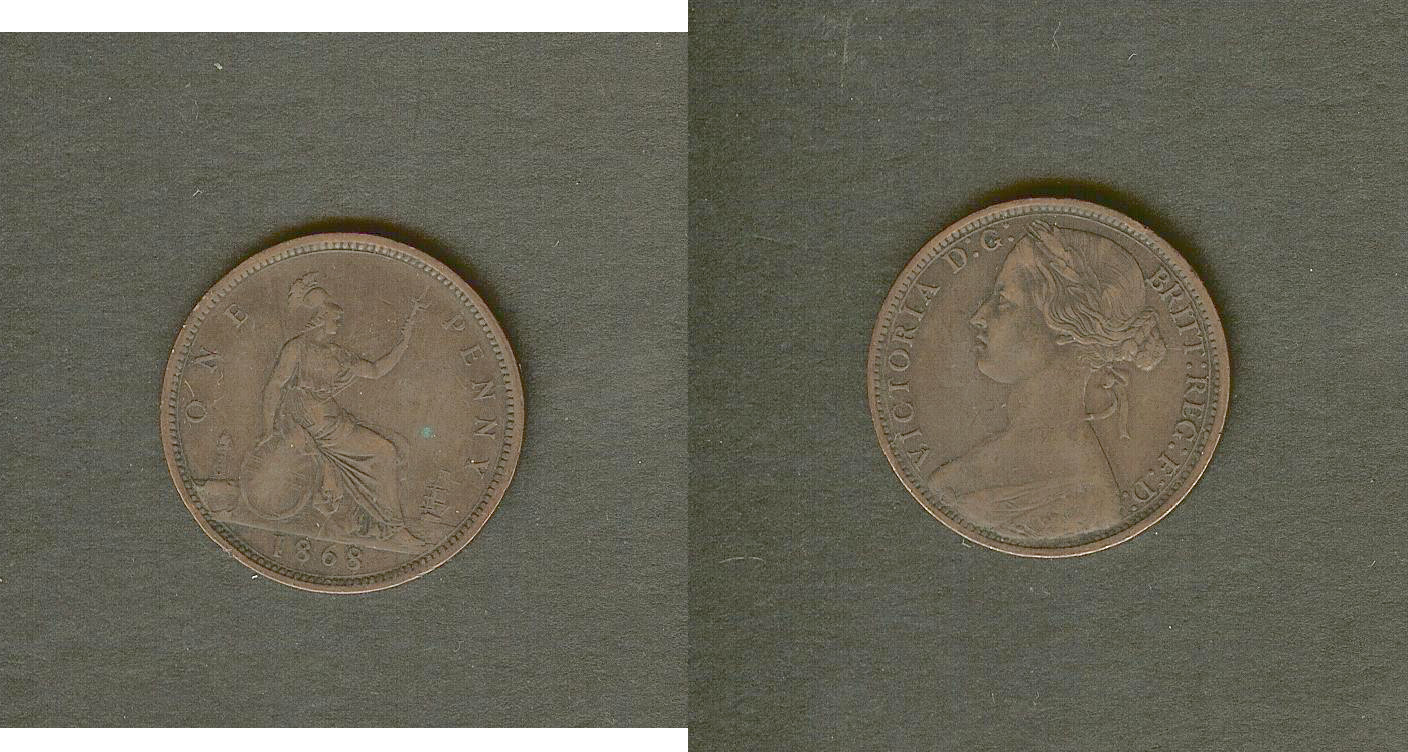 ROYAUME-UNI 1 Penny Victoria “Bun head” 1868 TTB7